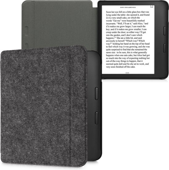 kwmobile hoes geschikt voor Kobo Libra 2 - e-reader beschermhoes van vilt - donkergrijs van Merkloos — afbeelding 4