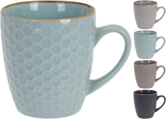 Foto: Set van 8x stuks luxe gekleurde stoneware bekers koffiekopjes 300 ml kopjes koffiebekers