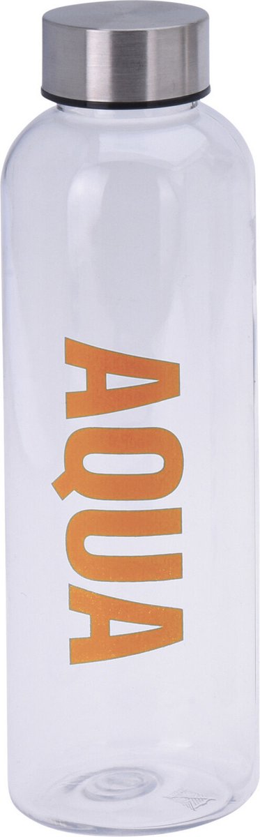 Bidon drinkfles/waterfles transparant/oranje 500 ml met schroefdop- Sportfles/sportbidon - Kunststof