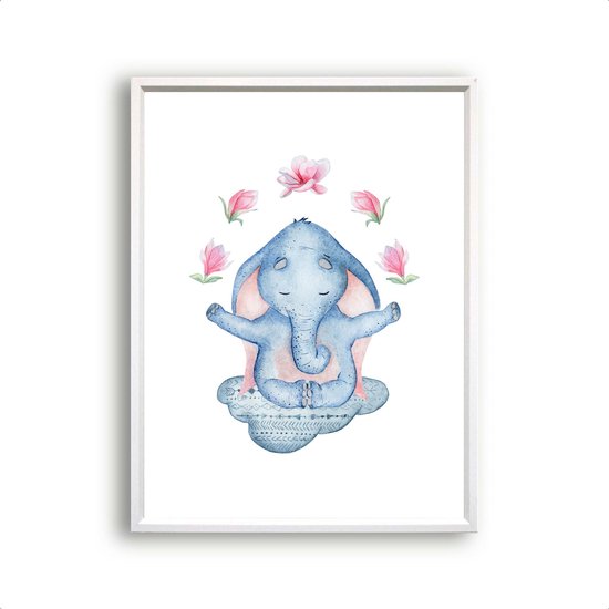 Schilderij  Yoga olifant - Namaste / Jungle / Safari / 40x30cm