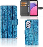 Magnet Case Geschikt voor Samsung Galaxy A33 5G Telefoonhoesje Wood Blue