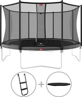 BERG Favorit Trampoline - Rond - Op poten - 380cm - Met veiligheidsnet - Grijs - incl. ladder en afdekhoes