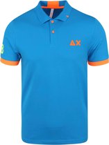 Sun68 - Blauw Oranje Polo - Modern-fit - Heren Poloshirt Maat L