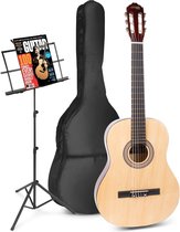 Guitare acoustique pour débutants - MAX SoloArt guitare classique / guitare espagnole avec 39 guitare, pupitre, sac de guitare, accordeur de guitare et accessoires supplémentaires - Bois