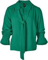 Dames blouse lm kraag met strik - groen | Maat L