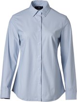 Dames blouse lange mouwen travelstof met klassieke kraag - pastel blauw | Maat S