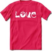 Cat Love - Katten T-Shirt Kleding Cadeau | Dames - Heren - Unisex | Kat / Dieren shirt | Grappig Verjaardag kado | Tshirt Met Print | - Roze - S