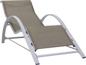 vidaXL Ligbed textileen en aluminium taupe