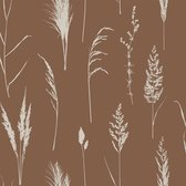 ESTAhome behang pampasgras pluimen roest bruin - 139388 - 50 x 900 cm