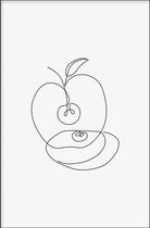 Walljar - Apple Line Art - Muurdecoratie - Poster met lijst