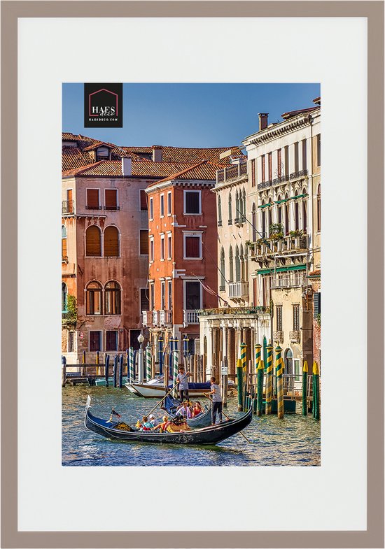 HAES DECO - Houten Fotolijst met Passe-partout Venezia bruin voor 1 foto formaat 30x45 of 40x60 -SP12860