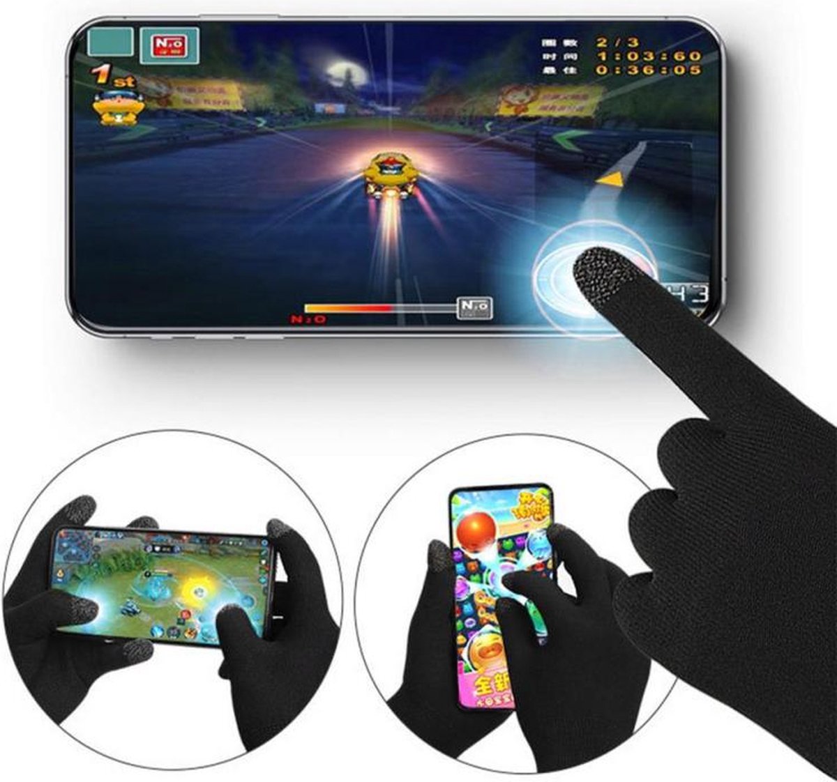 Gants de jeux mobiles 2 pièces Gamer; Sports Gants de contrôle tactile  sensibles hautement conducteurs Taille libre respirante antidérapante 