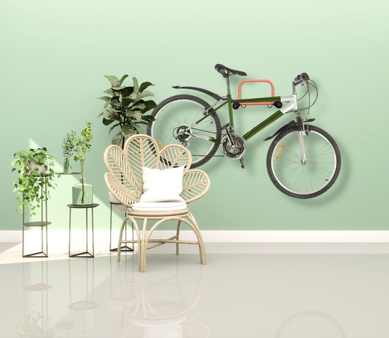 muurbeugel fiets - ophangsysteem 2 fietsen - inklapbaar - tot 30 kg - staal — afbeelding 4