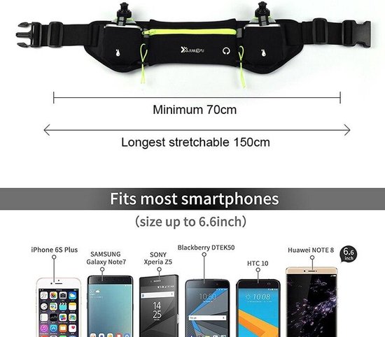 Ceinture Running Formbelt - Porte Smartphone Jusqu'à 6.8" - Avec Porte-gourde - Sport Fitness