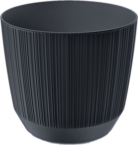 Cache-pot / cache-pot moderne carf-stripe plastique dia 17 cm / hauteur 15 cm gris anthracite pour intérieur / extérieur