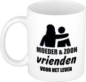 Moeder en zoon cadeau koffiemok / theebeker - 330 ml - wit - Cadeau mok / Moederdag