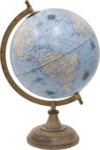 Wereldbol Decoratie 22*22*33 cm Blauw Hout, Metaal Globe Aardbol Woonaccessoires