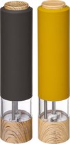Set van 2x stuks elektrische zout- en pepermolens kunststof zwart/oranje 22 cm - Pepermaler - Kruiden en specerije