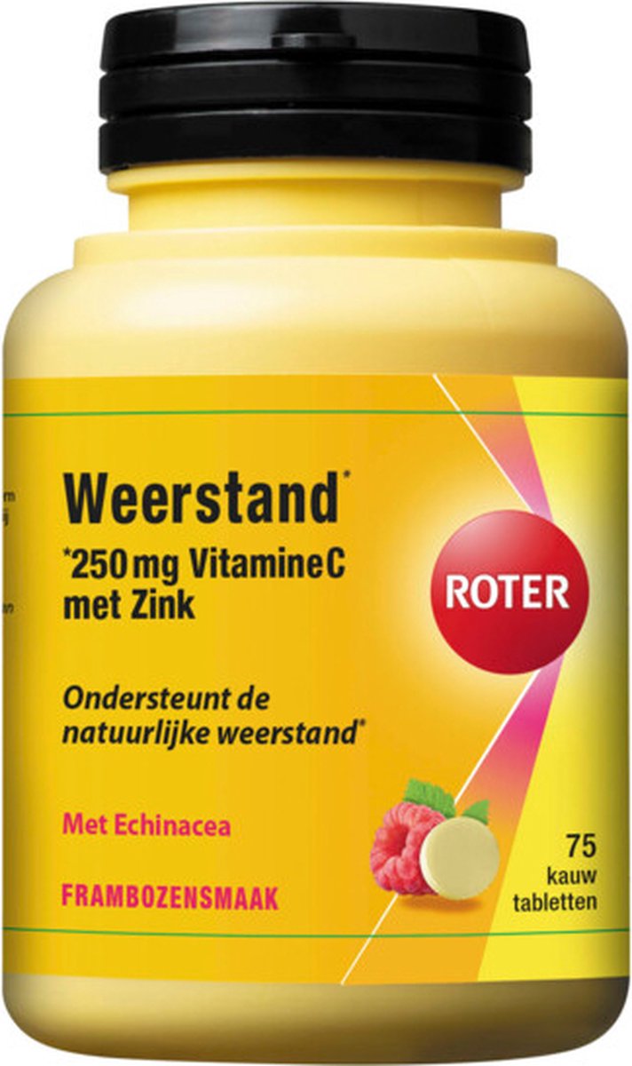 Roter Vitamine C 250 mg Weerstand Framboos - 2 x 75 kauwtabletten - Voordeelverpakking