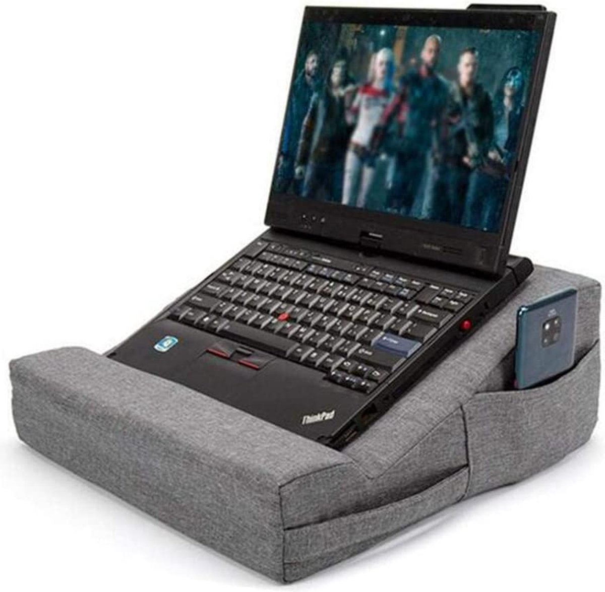 Opline - Notebookstandaard - Tablet en laptophouder - LB-540 - Kussen - Draagbaar - Voor op bed, vloer, bureau, schoot of bank - Grijs
