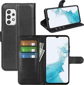 Samsung Galaxy A23 Hoesje - MobyDefend Kunstleren Wallet Book Case - Zwart - GSM Hoesje - Telefoonhoesje Geschikt Voor Samsung Galaxy A23