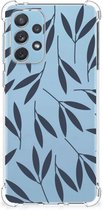 Telefoonhoesje Geschikt voor Samsung Galaxy A73 Leuk Case met transparante rand Leaves Blue