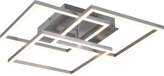 LED Plafondlamp - Trion Mibal - 28W - Aanpasbare Kleur - Afstandsbediening - Dimbaar - Rechthoek - Mat Nikkel - Aluminium