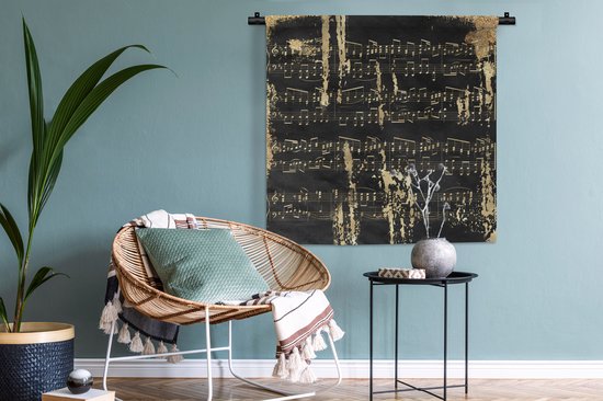 Tapisserie - Tapisserie - Musique - Or - Zwart - 90x90 cm - Tapisserie