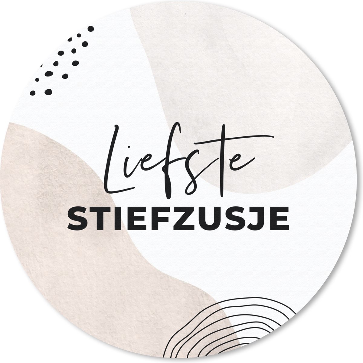 Muismat rond 20x20 cm - Mousepad 'Liefste stiefzusje' - Spreuken - Quotes - Pastel - Ronde muismatten