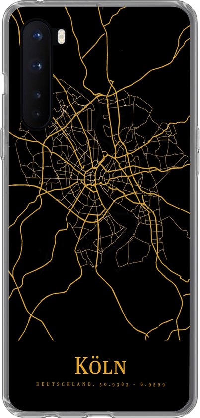 Coque OnePlus Nord - Cologne - Carte - Or - Coque de téléphone en Siliconen