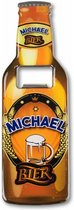 flesopener Michael 8,5 x 6 cm staal bruin