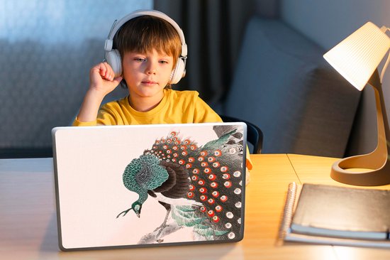 Sticker ordinateur portable - 11,6 pouces - Paon - Ressorts - Vintage - Japonais - Scandinave