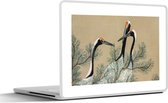 Laptop sticker - 12.3 inch - Kraanvogel - Bladeren - Vintage - Japans - Scandinavisch - 30x22cm - Laptopstickers - Laptop skin - Cover