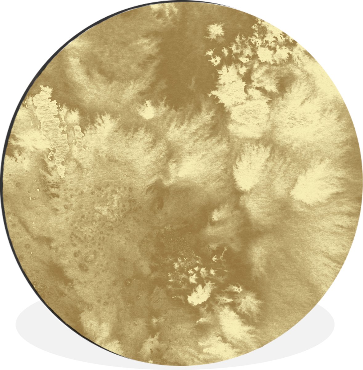 WallCircle - Wandcirkel - Muurcirkel - Goud - Verf - Abstract - Aluminium - Dibond - 90x90 cm - Binnen en Buiten