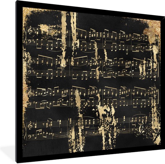Fotolijst incl. Poster - Muziek - Goud - Zwart - 40x40 cm - Posterlijst