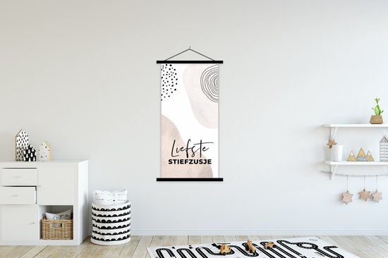 Porte-affiche avec affiche - Affiche scolaire - Proverbes - 'Dearest stepister' - Pastel - Citations - 90x180 cm - Lattes noires