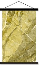 Posterhanger incl. Poster 60x90 cm - Schoolplaat - Keien - Wit - Geel - Graniet - Textielposter - Zwarte latten