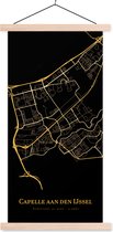 Posterhanger incl. Poster 90x180 cm - Schoolplaat - Capelle aan den IJssel - Kaart - Gold - Textielposter - Blanke latten