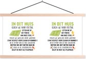 Posterhanger incl. Poster - Schoolplaat - Quotes - In dit huis kijken we naar voetbal - Spreuken - Voetbal - 150x75 cm - Blanke latten - Vaderdag cadeau - Geschenk - Cadeautje voor hem - Tip - Mannen