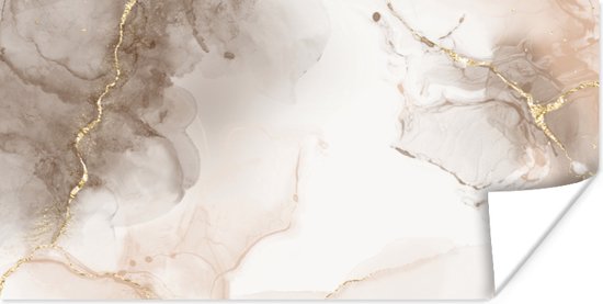 Affiche Marbre - Or - Sépia - 150x75 cm