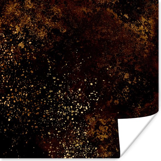 Affiche Zwart - Or - Peinture - 100x100 cm XXL
