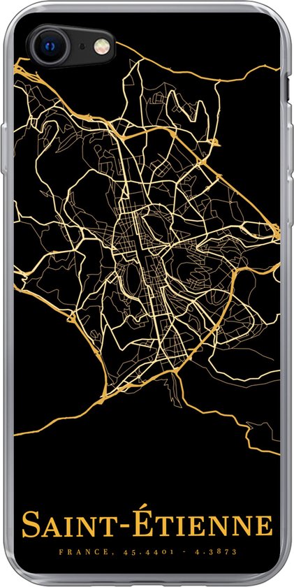 Coque iPhone SE 2020 - Saint-Étienne - Carte - Or - Coque de téléphone en Siliconen