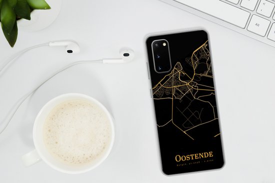 Convient pour coque Samsung Galaxy S20 - Ostende - Carte - Or - Zwart - Coque de téléphone en Siliconen