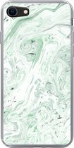 Geschikt voor iPhone 7 hoesje - Marmer print - Groen - Wit - Siliconen Telefoonhoesje