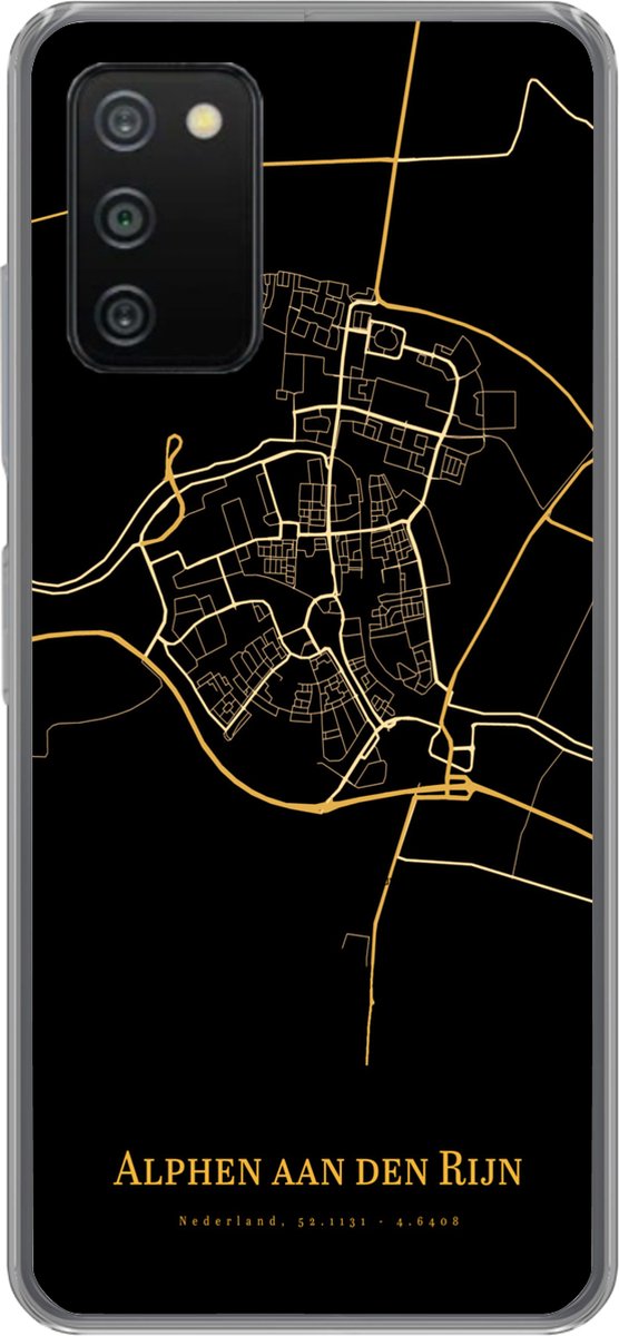 Telefoonhoesje Geschikt voor Samsung Galaxy A03s hoesje - Alphen aan den Rijn - Kaart - Goud - Siliconen Telefoonhoesje Telefoonhoesje
