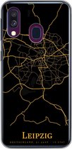 Geschikt voor Samsung Galaxy A40 hoesje - Leipzig - Kaart - Goud - Siliconen Telefoonhoesje