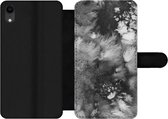Étui pour iPhone XR Bookcase - Imprimé béton - Peinture - Zwart - Avec poches - Étui portefeuille avec fermeture magnétique