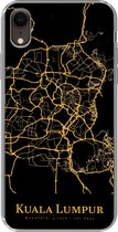 Geschikt voor iPhone XR hoesje - Kuala Lumpur - Kaart - Goud - Siliconen Telefoonhoesje