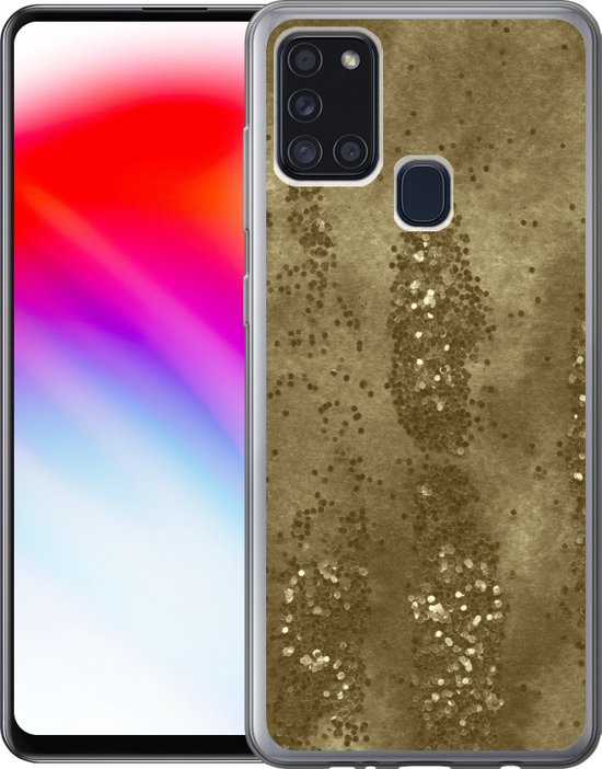 Coque Samsung Galaxy A21s - Or - Glitter - Structure - Coque de téléphone en Siliconen