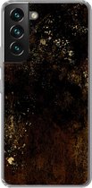 Geschikt voor Samsung Galaxy S22 hoesje - Goud - Luxe - Zwart - Siliconen Telefoonhoesje